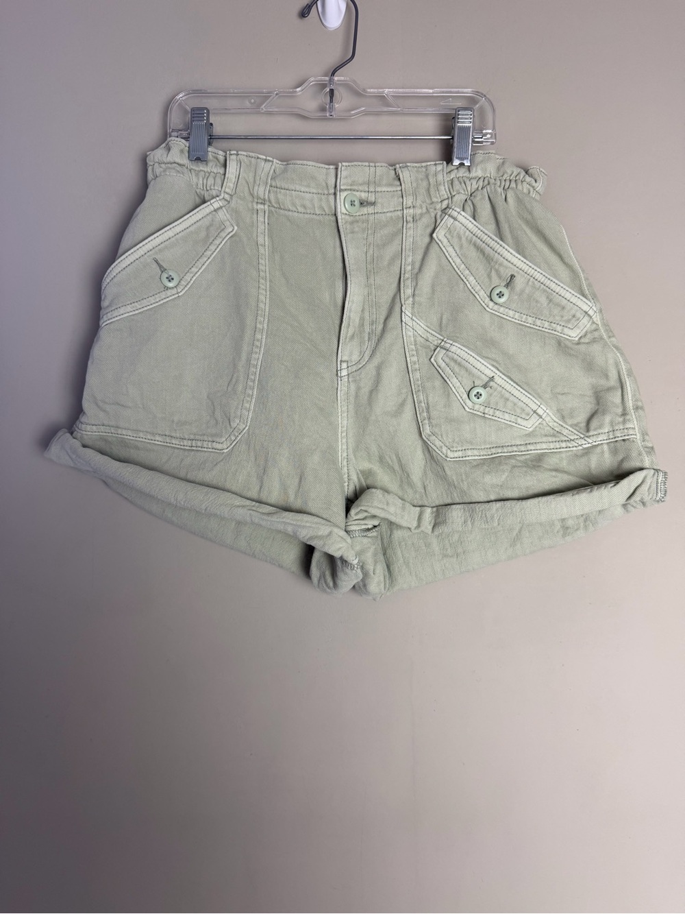 American Eagle 80's Mom Safari Button Fly High Waist Cuffed Hem Short Sz 10
